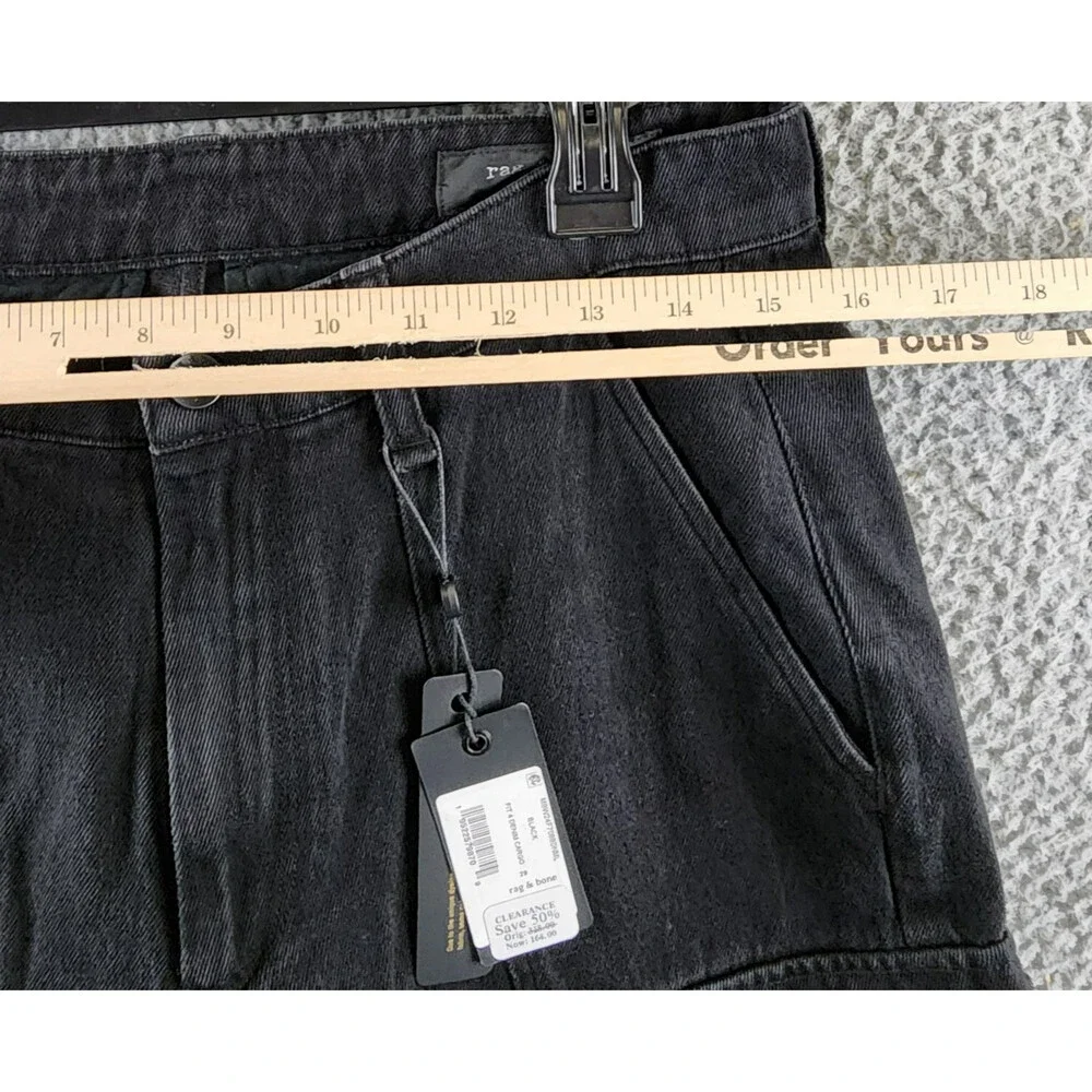 Rag & Bone Fit 4 Denim Cargo Pants Men's 29 Black Pockets Button Zip Closure - Picture 9 of 15
